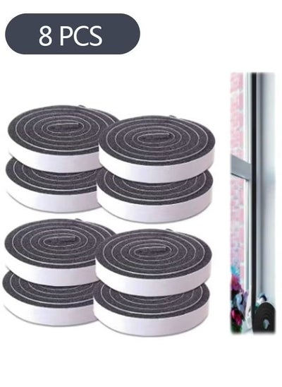 اشتري Seal Tape, Strong Adhesive Soundproof Shockproof Gap Sealing Foam Rubber Weather Stripping Strip Tape for Home Window Door Draught Excluder Air Conditioner 8 Rolls of 1M Long Each في السعودية