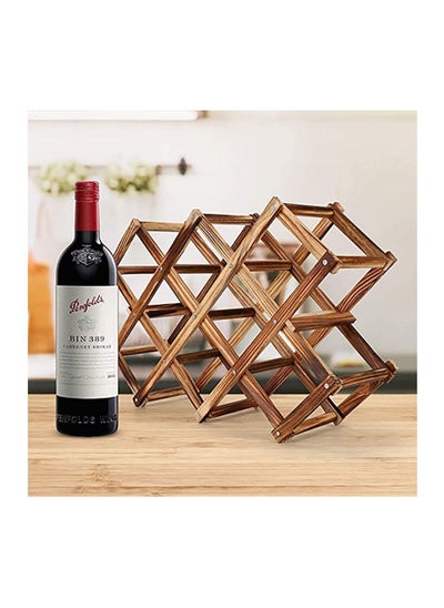 اشتري Wood Wine Storage Racks Countertop,10 Brown Bottle Wooden Stackable Wine Cellar Racks, Foldable Tabletop Free Standing Wine Display Shelf for Home Kitchen Bar Cabinets في الامارات