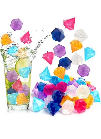 Buy EXCEFORE 48 Pack Reusable Ice Cubes, Diamond Shape Reusable Frozen Ice Cubes, Plastic Squares for Drinks like Whiskey, Wine or Beer, to keep your Drink Cold Longer (multiple colour) in UAE