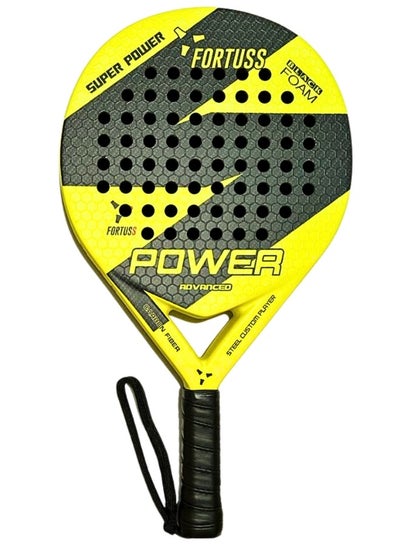 اشتري FORTUSS Padel Tennis Racket - Full Carbon Fiber - 3D Hexagon Surface with Light EVA Memory Flex Foam Core - Padel Racquet - Round Shape Paddle Racket with Bag Included (Yellow) في الامارات