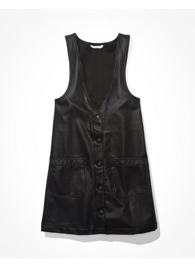 اشتري AE Vegan Leather Button-Front Mini Dress في السعودية