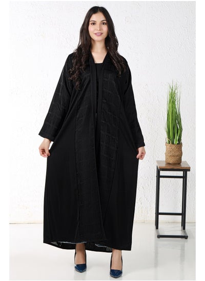 Buy Black abaya with checkered fabric in Saudi Arabia