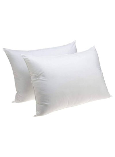 Buy A set of 2 comfortable hotel pillows, 100% cotton outdoor fabric. Soft texture, white microfiber filling, size 75x50 cm in Saudi Arabia