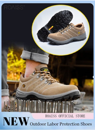 Buy Men's Steel Toe Outdoor Work Shoes Anti Smashing Safety Shoes Steel Closed Toes Breathable And Puncture Resistant Labor Protection Shoes in Saudi Arabia