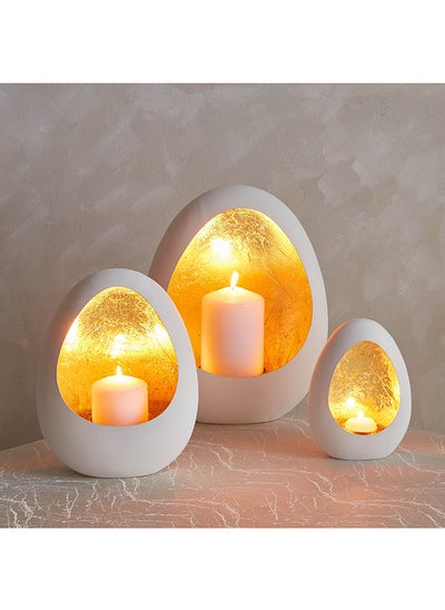 Buy Blush Metal 3-Piece Wall Decorative Tealight Candleholder Set 30 x 38 x 14 cm in UAE