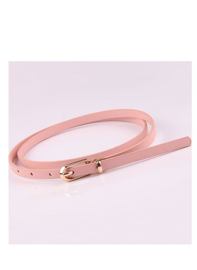 اشتري Dress With Sweater Thin Belt Women's Versatile Needle Button PU Small Belt 105cm Pink في الامارات