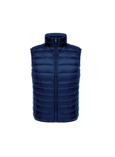 Buy 2023 autumn and winter lightweight down vest mens vest lightweight down jacket vest slim stand collar plus size wholesale Navy blue in UAE