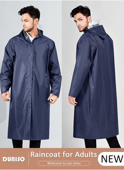 Buy Reusable Rain Coat for Adult, Oxford Cloth Waterproof Rain Weat, Lightweight Comfortable Raincoat for Outdoor Camping Fishing, Portable Rain Ponchos for With Hood and Drawstring in Saudi Arabia