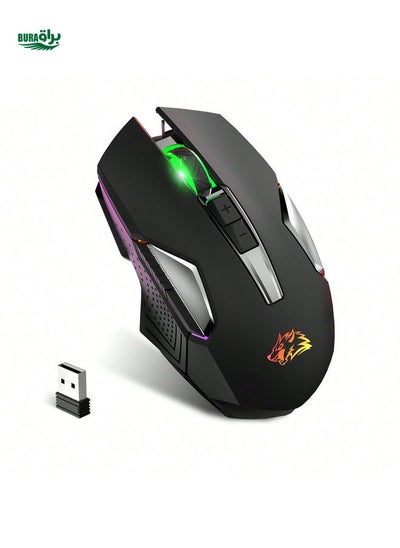 اشتري الهجوم على أشرطة القرش القرش Shark * Ziyoulang Wireless Gaming Mouse ، قابلة للشحن ، قوس قزح RGB الخلفي ، مستشعر ضوئي 3 dpi ، تصميم مريح للاعبين ، دفتر الملاحظات والكمبيوتر الشخصي ، 8 أزرار ، متوافقة مع Windows 7/10/10/XP/Vista في الامارات