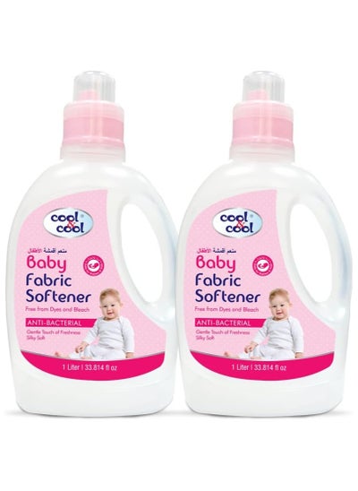 Buy Cool & Cool Gentle Baby Fabric Softener 1 Liter (Pack of 2) - Anti Bacterial, Dye-Free, Bleach-Free,Gentle, Baby & Kid safe 2 Liters White/Pink ‎30.23x17.78x16.89cm in UAE