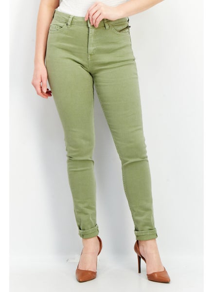 Buy Women Skinny Fit Washed Denim Jeans, Olive in Saudi Arabia