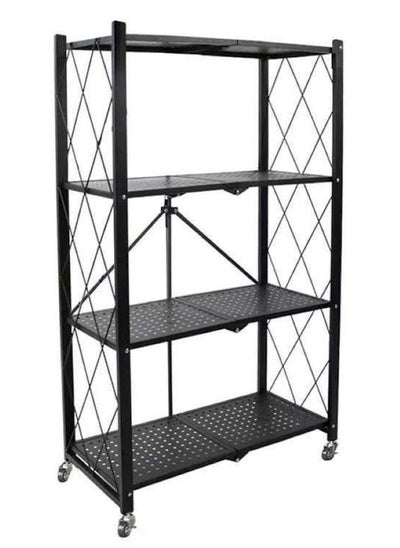 Buy 4 Tier Stand, Heavy Duty 4 Tier Foldable Metal Storage Shelving Unit With Wheels in Egypt