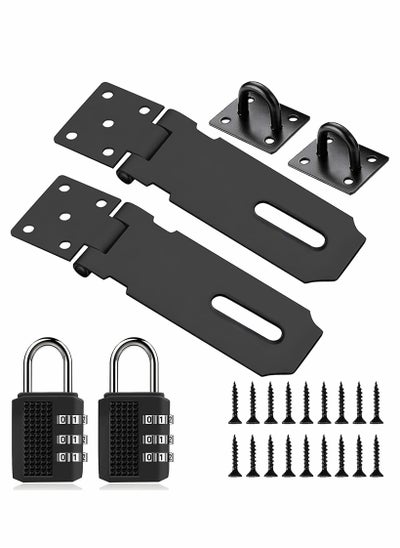 اشتري Door Lock Latch with Password Combination Padlocks 4 Inch Stainless Steel Security Hasp and Zinc Alloy Padlocks, Heavy Duty Hasp and Staple Use for Door Window Locker Drawer Pet Cage Cabinet-2 Pack في السعودية