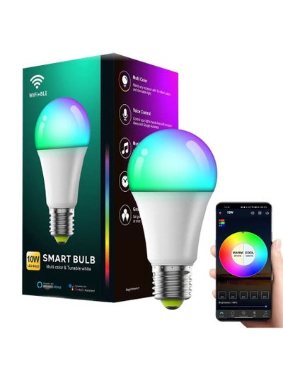 Buy 10W Smart Wi-Fi Bluetooth Bulb Works With Alexa Google Assistant and IFTTT With 16Millions Colors Dimmable Light 8 Different Modes Power Saving and Much More A Must Have Smart Gadget in Saudi Arabia