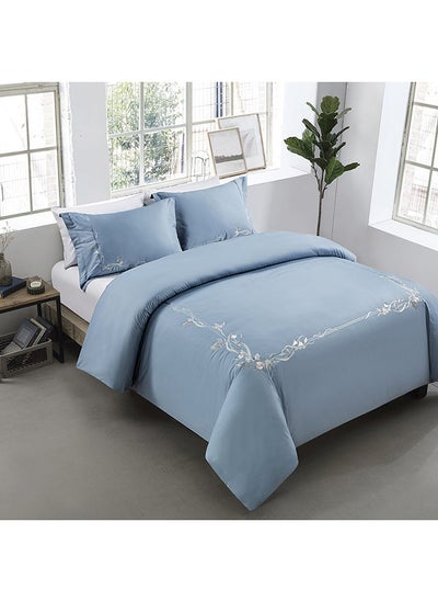 اشتري 3-Piece Lily Duvet Cover Set, Blue - 200TC, 230x220 cm في الامارات