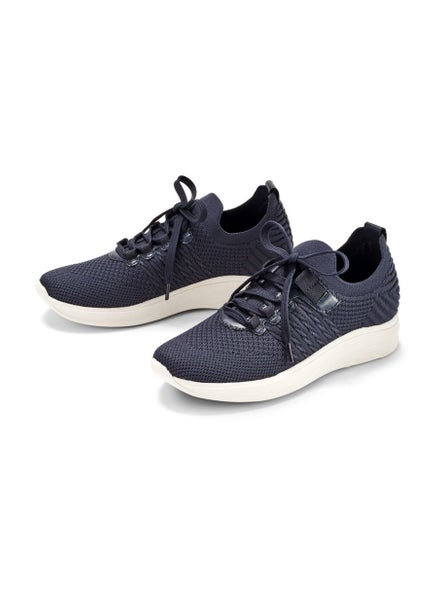 Buy Women Woven Lace Up Sneakers, Navy Blue in UAE