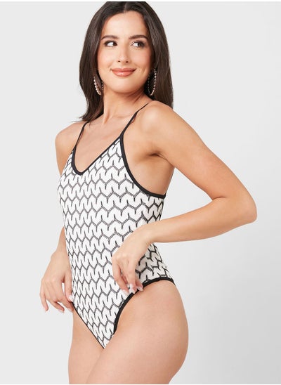 Buy Printed High Leg Swimsuit in Saudi Arabia