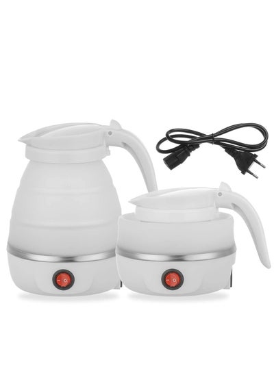 Buy Foldable Portable Kettle | Travel Kettle - Upgraded Food Grade Silicone, 5 Mins Heater To Quickly Foldable Electric Kettle, White 600ML 110V US Plug in UAE