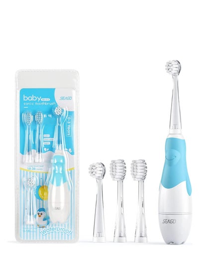 Buy Baby Electric Toothbrush for Toddlers from 0 to 3 Years Old, Sonic Toothbrush with LED Light Brush Intelligent Timer Waterproof IPX7，Baby Gift in Saudi Arabia