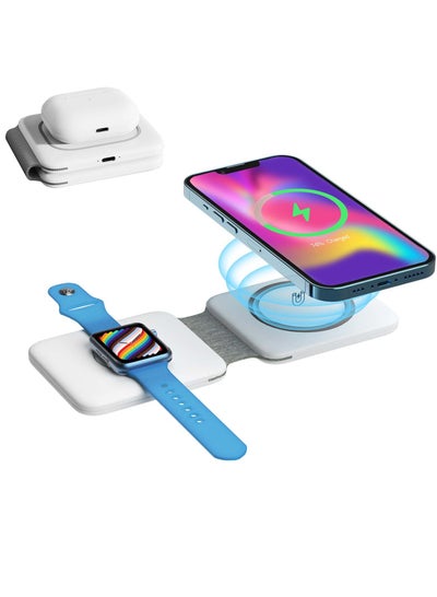 Buy Wireless Charging, Magnetic Foldable Charging Pad Portable Wireless Chargers 3 in 1, Qi Fast Wireless Charging Station Compatible with iPhone 14/13/12/SE/11/XS/8, Samsung, for Air Pods Pro, iWatch in Saudi Arabia