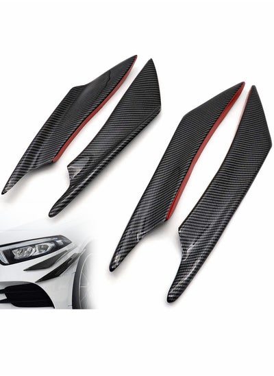 Buy Car Front Bumper Spoiler, Universal Carbon Fiber Pattern Lip Fin Splitter, Spoiler Modified Decoration (2 Large and 2 Small) in UAE