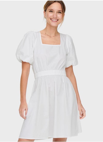 Buy Square Neck Puff Sleeve Dress in Saudi Arabia