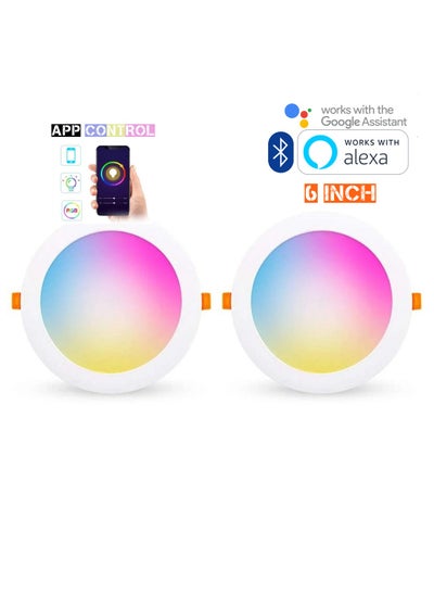 Buy 2 Pcs RGB+CCT Downlight 6 Inch 10W Ceiling Light Bluetooth Control Works With Alexa And Google Assistant Led Light With App Control 16 Million Color Range 50000 Hour Lifespan 2700K-6500K Color Range in UAE