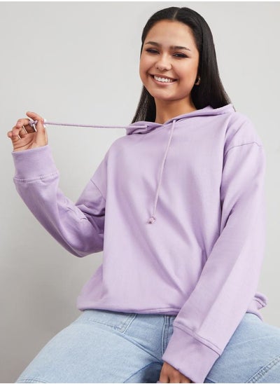 اشتري Solid Drop Shoulder Hoodie في السعودية