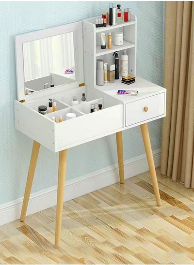 Buy Multifunction Modern Design One Drawer Vanity Makeup Glass Mirror Dressings Storage Table 60 x 40 x 75 cm in UAE