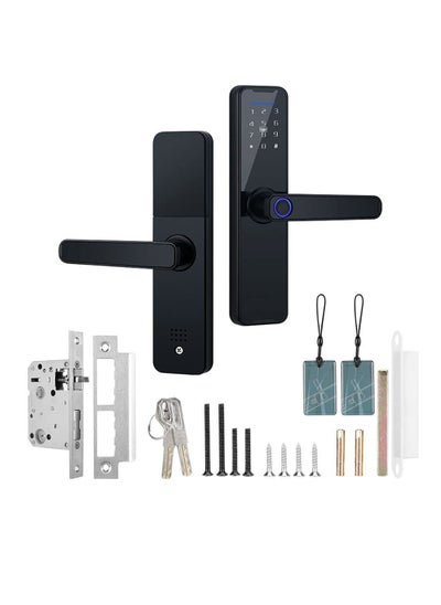 Buy Tuya Fingerprint Lock Indoor Electronic Lock Smart Fingerprint Password Card Mechanical Key Touchscreen Keypad Door Lock for Home Hotel Office Door in UAE