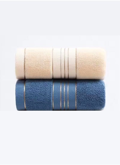 Buy 2 Pieces Set - Luxury Soft Large Bath Towels 100% Cotton 400 GSM for Bathroom and Hotel 70x140cm (1pc Light Ivory + 1pc Lake Blue) in UAE