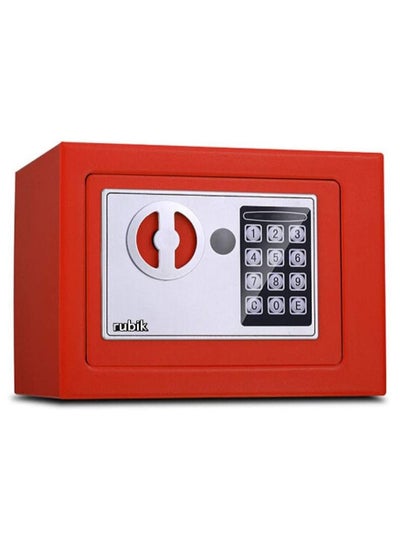 Buy Mini Electronic Digital Security Safe Deposit Box With Electronic Keypad Lock and Physical Key For Home Office Hotel Jewelry Passport Watches Cash Storage (Red) in UAE