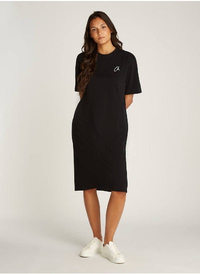 Buy Women's T-Shirt Dress, Black - Cotton in Saudi Arabia