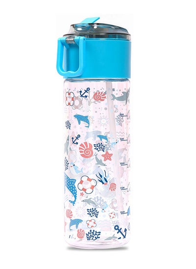 Buy Tritan Water Bottle w/ Snack Box Shark-Blue 450ml in UAE