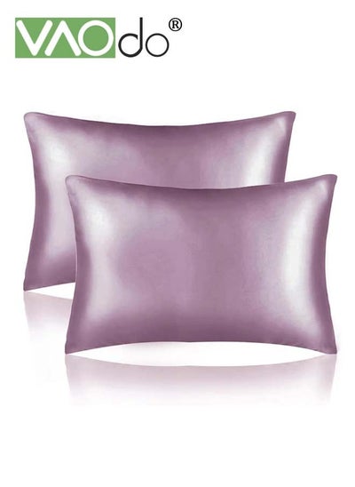 Buy Satin Pillowcase 2 Pack Silk Pillow Cases for Hair and Skin Breathable and Moisture Wicking Pillow Cover Super Soft and Smooth Envelope Pillow in UAE