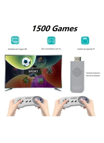 Buy 4K HD video game console, dual 2.4G wireless controllers, plug-and-play video game stick, built-in 1500 games, retro handheld game console in Saudi Arabia