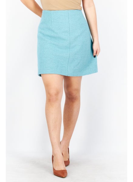 Buy Women Textured Mini Skirt, Turquoise in UAE