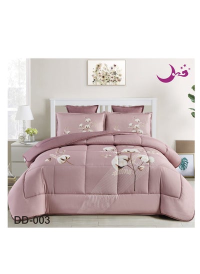 Buy A set of Comfortable and Soft Royal Bedspread 4 Pieces Single Reversible With a Patterned Side and a Plain Side in Saudi Arabia