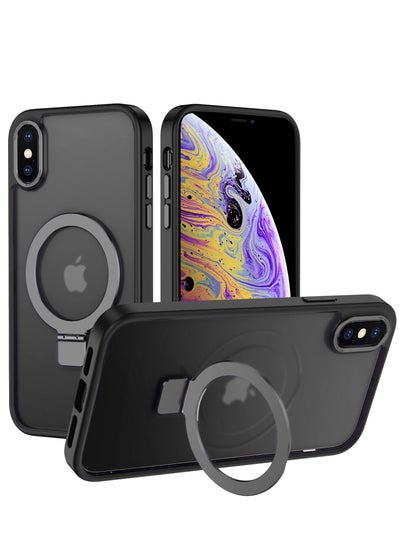Buy iPhone XS MAX Magnetic Case with Invisible Stand, Compatible with MagSafe Shockproof Protection Cover, Translucent Matte Slim Phone Case with Magnet for Apple XS Max (2018)(Black) in Saudi Arabia