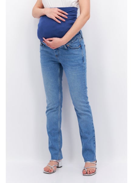 Buy Maternity Over Bump Wash Stretchable Denim, Blue in Saudi Arabia