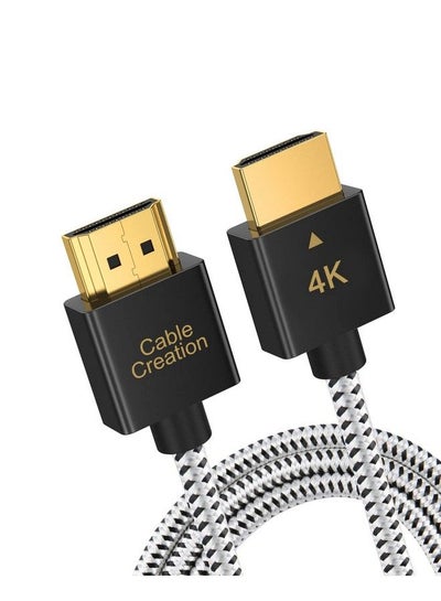 Buy Ultra Thin Hdmi Cable Male To Male 3.3Ft 4K Hdmi High Speed Slim Low Profile Cable Support 3D 4K@60Hz Audio Return Channel Arc For Ps4 Ps5 X Box Braided 1M (Black White ) in UAE