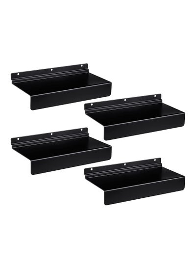 اشتري Metal Slatwall Shelves, Slatwall Accessories and Fixtures, Floating Slat Wall Shelf Shelves for Shoes, Flat Display Shelves for Wall, Shoe Stores, Boutiques Supplies, 4Pcs (Black) في السعودية