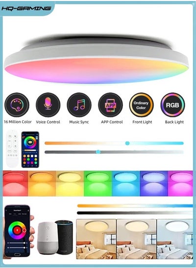 Buy 30cm 24W Smart Ceiling Light, RGB Wifi Ceiling Light, Compatible with Alexa Google Home, LED Flush Mount Lights with Remote and APP Control, Color Changing Ceiling Lamp for Bedroom Kitchen in Saudi Arabia