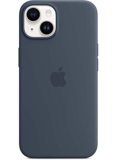 اشتري جراب سيليكون لهاتف iPhone 14 جراب سيليكون مع جراب MagSafe Quality للهاتف المتميز أزرق في الامارات