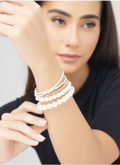 Buy 3 Pack Mix Pearl Bracelet Set in UAE