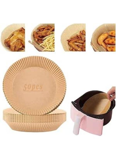 اشتري 50 Piece Air Fryer Disposable Paper Liner Non-Stick Disposable Air Fryer Liners Baking Paper For Air Fryer Oil-Proof Water-Proof Parchment For Baking Roasting Microwave في مصر