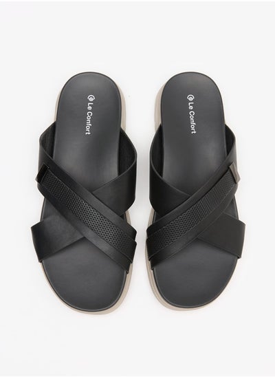 Buy Men Cross Strap Slip-On Sandals in UAE