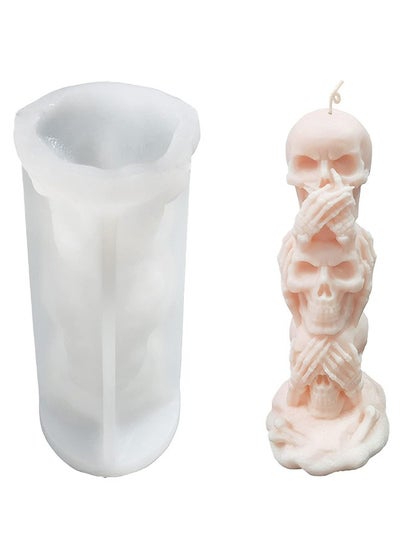 اشتري 3D Skull Candle Mold Column, Silicone Resin Mold for Aromatherapy Candles Resin Casting Homemade Wax Making Polymer Clay DIY Craft في الامارات