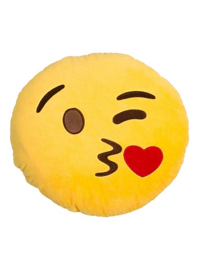 Buy Face Smiley Pillow polyester Yellow/Red/Brown in UAE