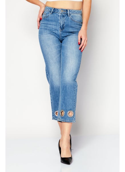 Buy Women Regular Fit Washed Non-Stretchable Jeans, Light Blue in UAE